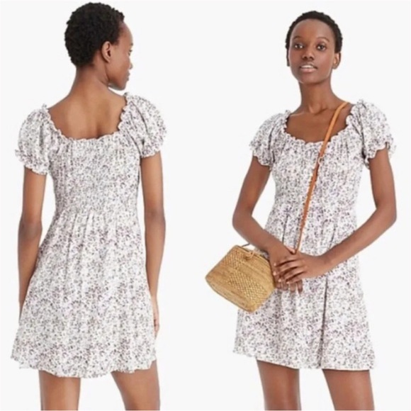 J. Crew Dresses & Skirts - J. Crew Floral Mini Peasant Dress Size 6 with Puff Sleeves